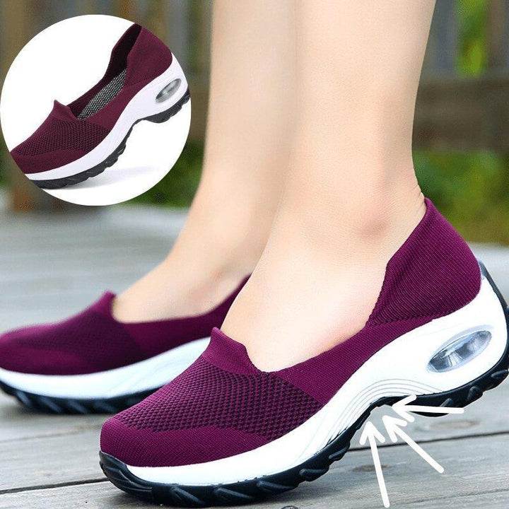 Slip-On Walking Shoes with Cushioned Sole and Arch Support, Padded Ankle Collar