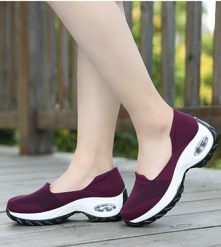 Slip-On Walking Shoes with Cushioned Sole and Arch Support, Padded Ankle Collar