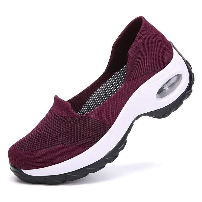 Slip-On Walking Shoes with Cushioned Sole and Arch Support, Padded Ankle Collar
