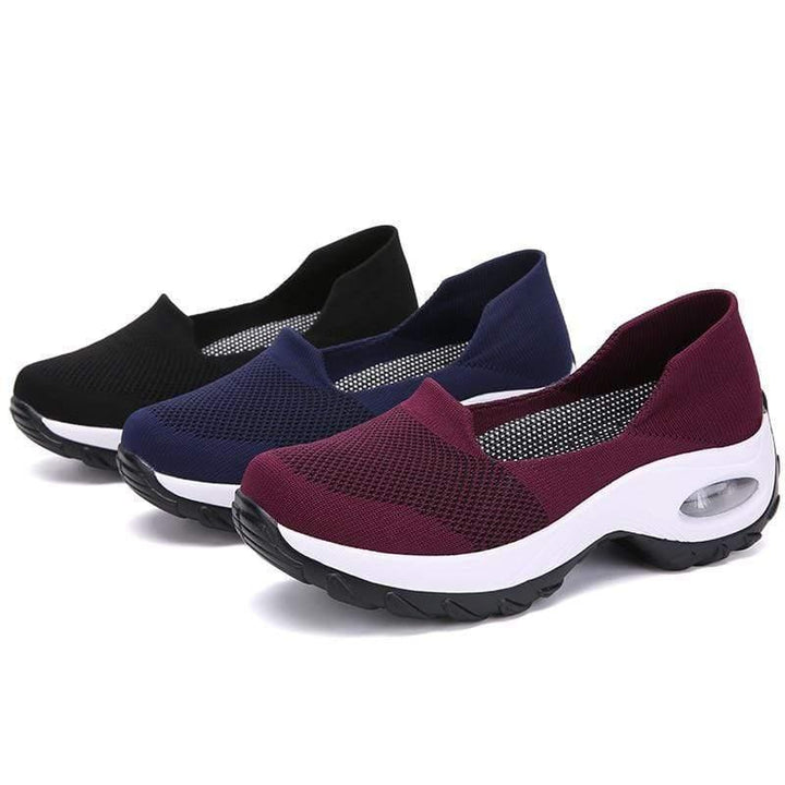 Slip-On Walking Shoes with Cushioned Sole and Arch Support, Padded Ankle Collar