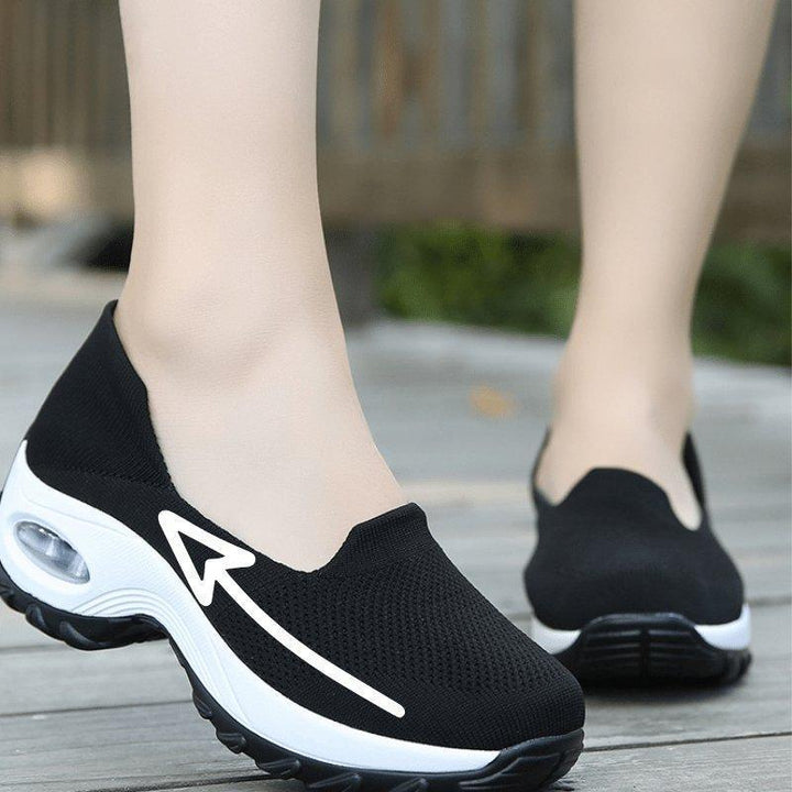 Slip-On Walking Shoes with Cushioned Sole and Arch Support, Padded Ankle Collar