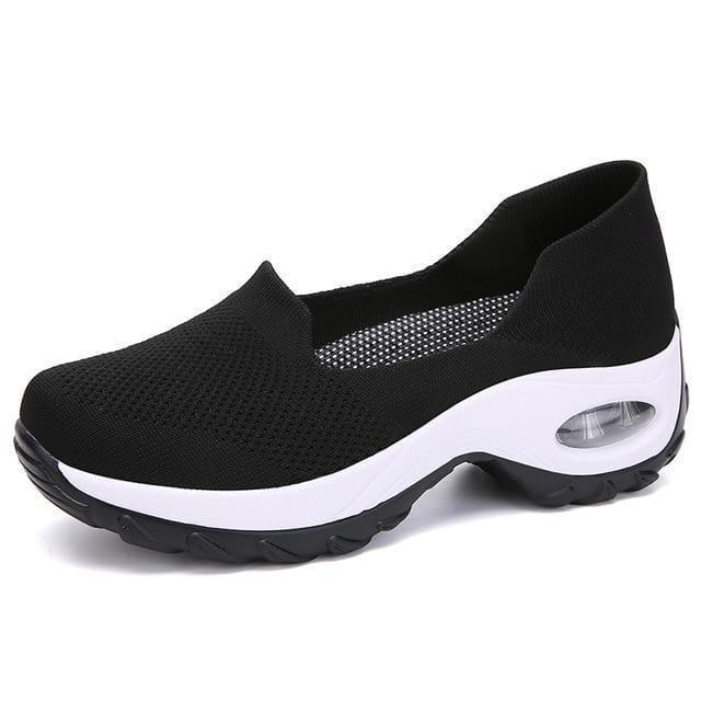 Slip-On Walking Shoes with Cushioned Sole and Arch Support, Padded Ankle Collar