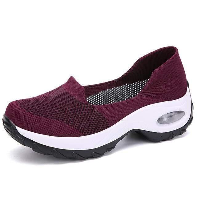 Slip-On Walking Shoes with Cushioned Sole and Arch Support, Padded Ankle Collar