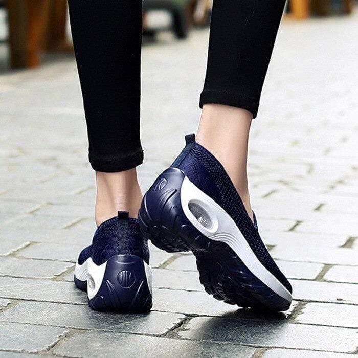 Slip-On Walking Shoes with Cushioned Sole and Arch Support, Padded Ankle Collar
