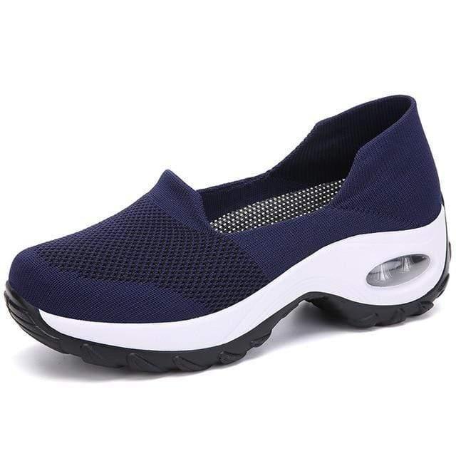 Slip-On Walking Shoes with Cushioned Sole and Arch Support, Padded Ankle Collar