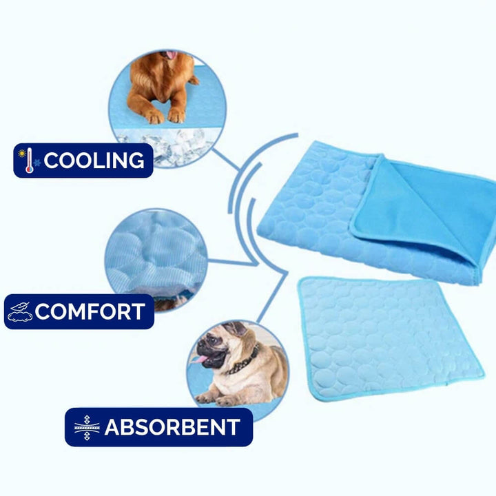 Pressure Activated Cooling Mat for Dogs with Self Recharging Gel, Foldable Design