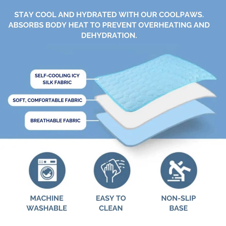 Pressure Activated Cooling Mat for Dogs with Self Recharging Gel, Foldable Design