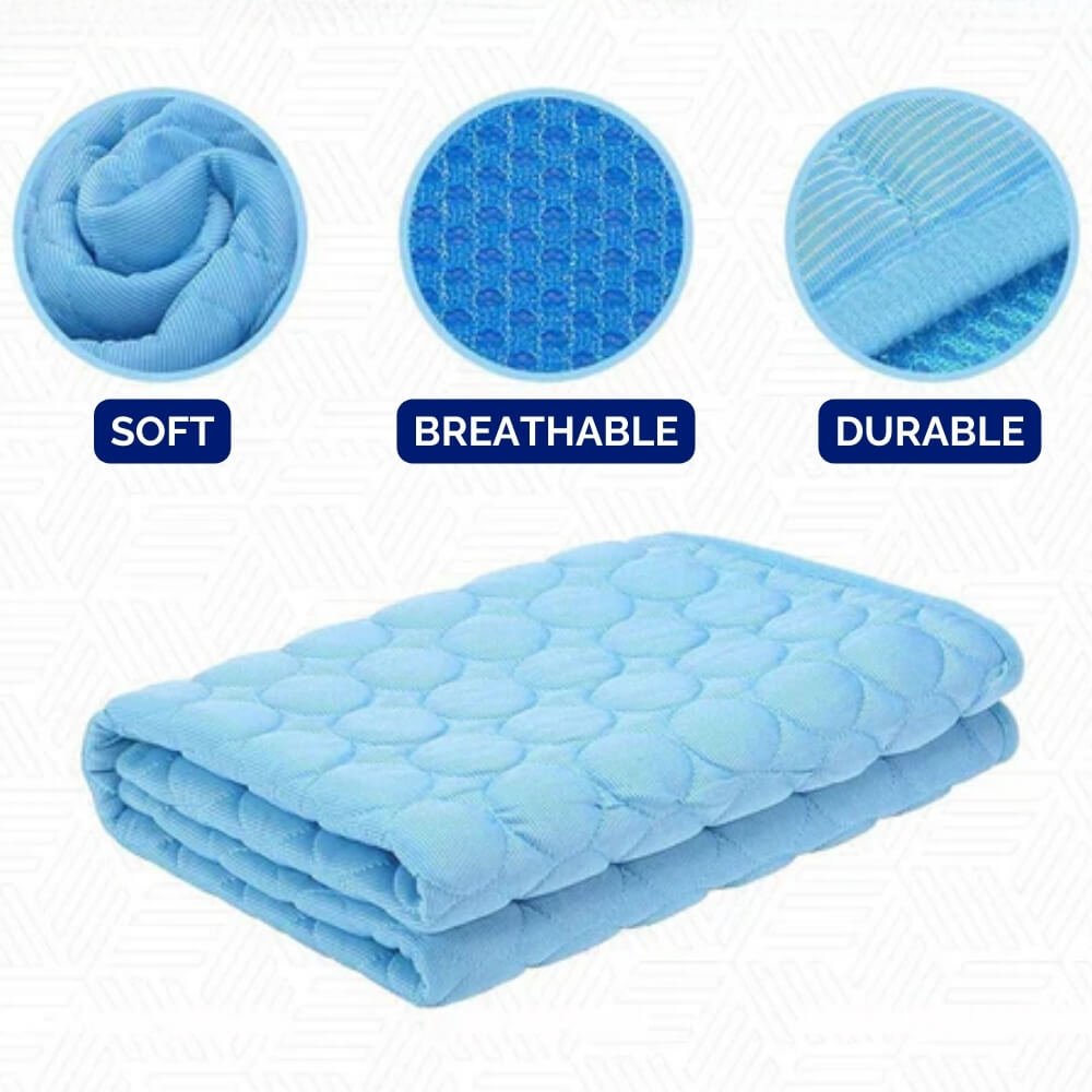 Pressure Activated Cooling Mat for Dogs with Self Recharging Gel, Foldable Design