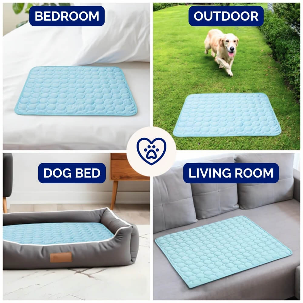 Pressure Activated Cooling Mat for Dogs with Self Recharging Gel, Foldable Design