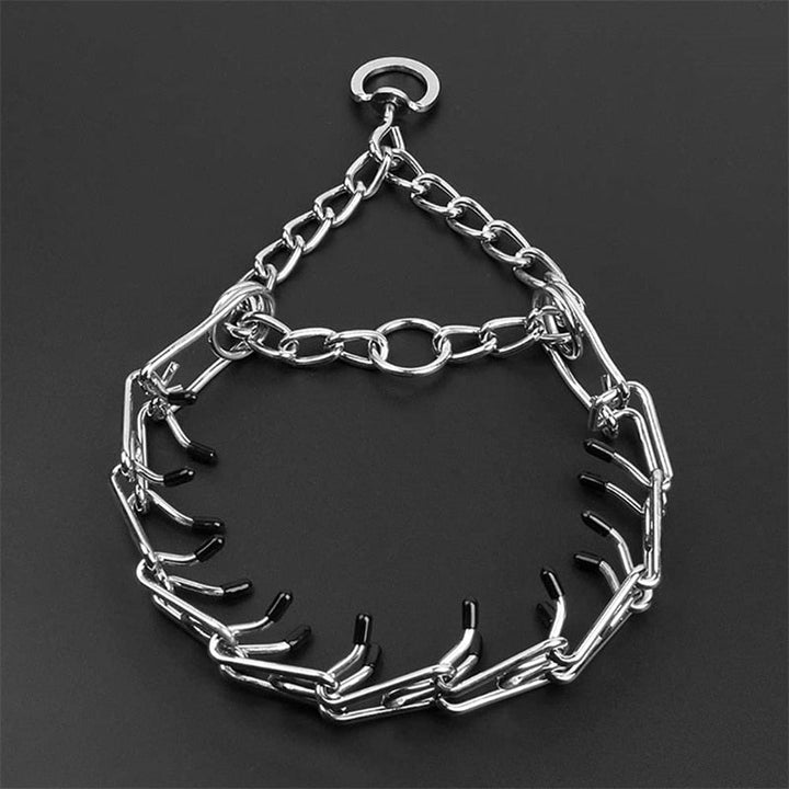 Metal Training Collar with Rubber-Tipped Links and Adjustable Fit