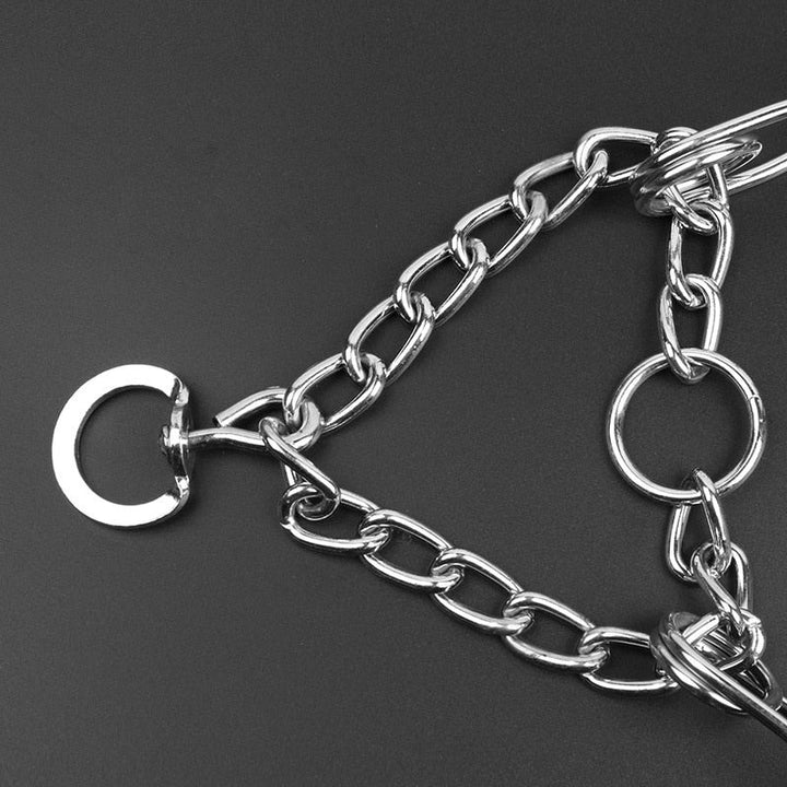 Metal Training Collar with Rubber-Tipped Links and Adjustable Fit