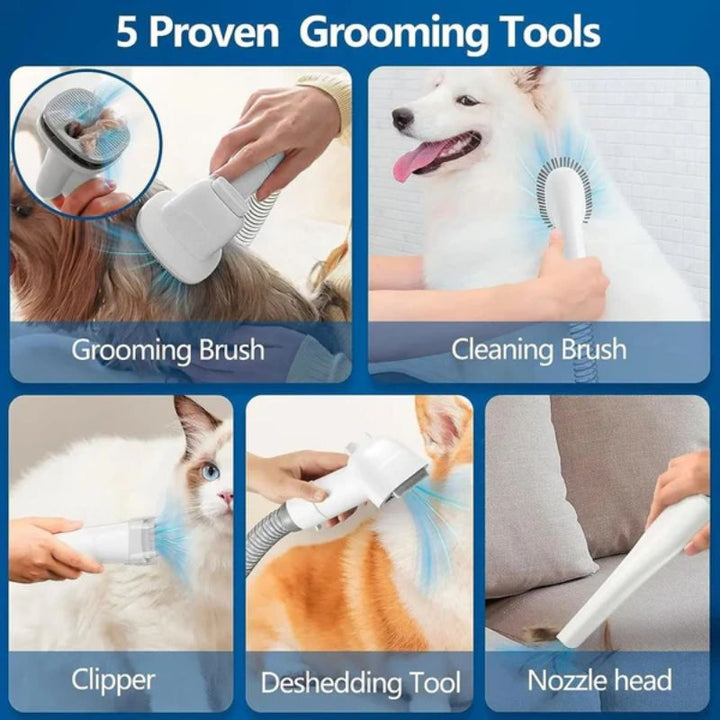 5-in-1 Dog Grooming Kit with with Pet Hair Vacuum and Clipping Tools