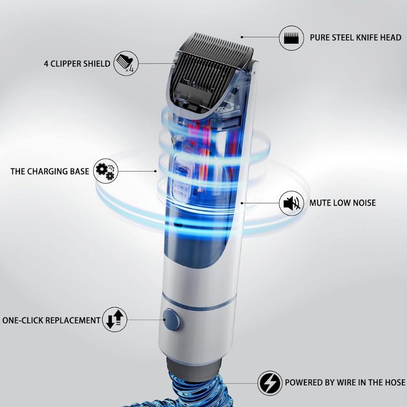 5-in-1 Dog Grooming Kit with with Pet Hair Vacuum and Clipping Tools