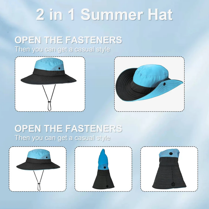 Foldable Sun Hat, UV Protection Fisherman Style with Adjustable Strap