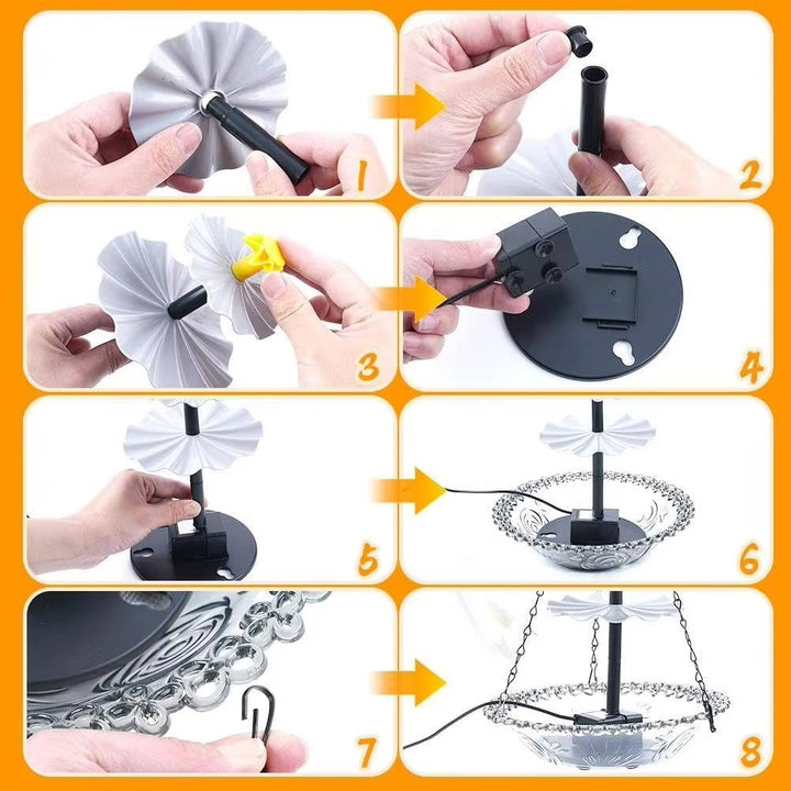 Solar Powered Hanging Bird Bath Fountain, Outdoor Garden Water Feature with Automatic Pump