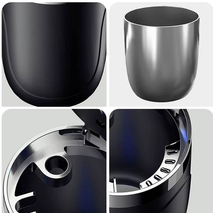 Smokeless Car Ashtray with Lid Led Light, Cup Holder Size, Portable, Auto Open, Odor Free