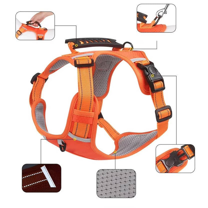 Adjustable Reflective No Pull Dog Harness, Breathable Mesh Saddle Harness for Small to Medium Dogs and Cats