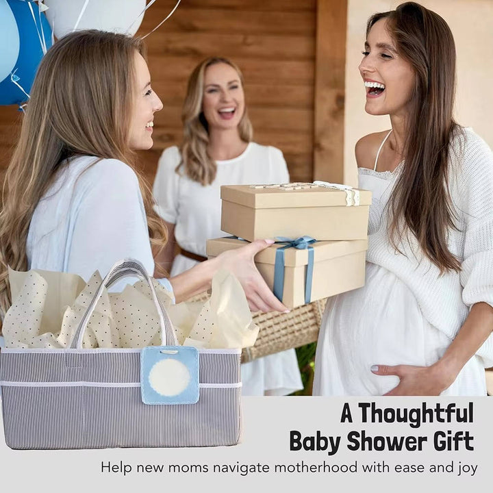 Large Baby Diaper Caddy Organizer Tote Bag, Nursery Storage Basket and Portable Car Caddy For Newborn