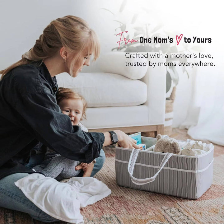 Large Baby Diaper Caddy Organizer Tote Bag, Nursery Storage Basket and Portable Car Caddy For Newborn