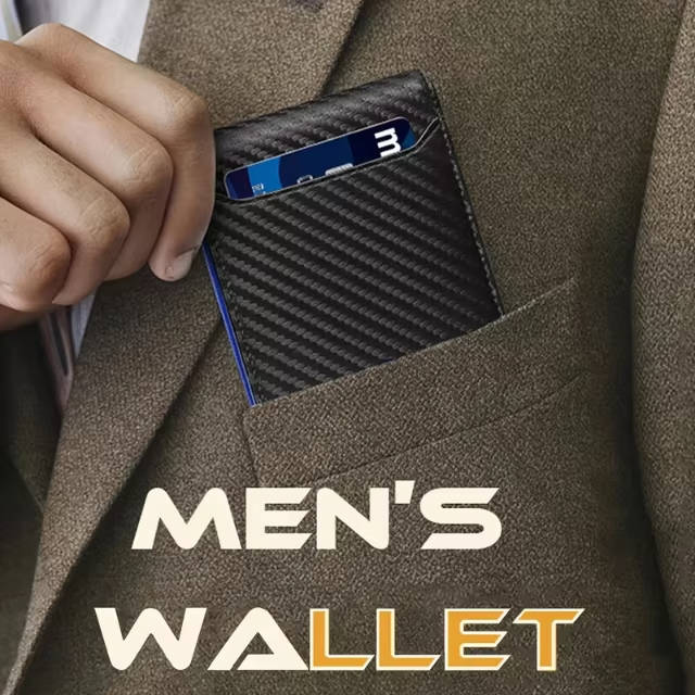 Mens Carbon Fiber Bifold Card Holder Wallet, Ultra Thin RFID Blocking Money Clip with Multiple Card Slots