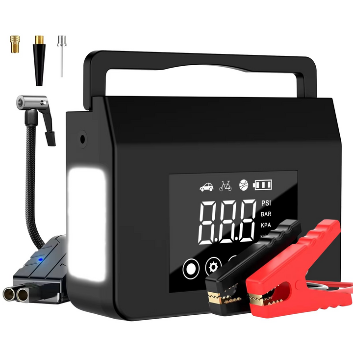 Fast Portable Car Jump Starter With Tire Air Compressor, Digital Screen