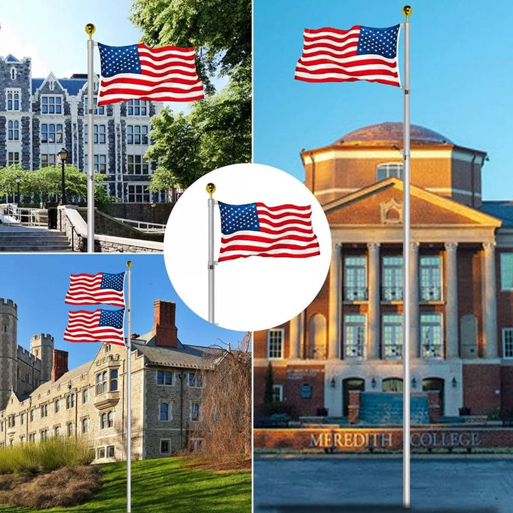 25FT Heavy Duty Telescopic Flag Pole with U.S. Flag Ball