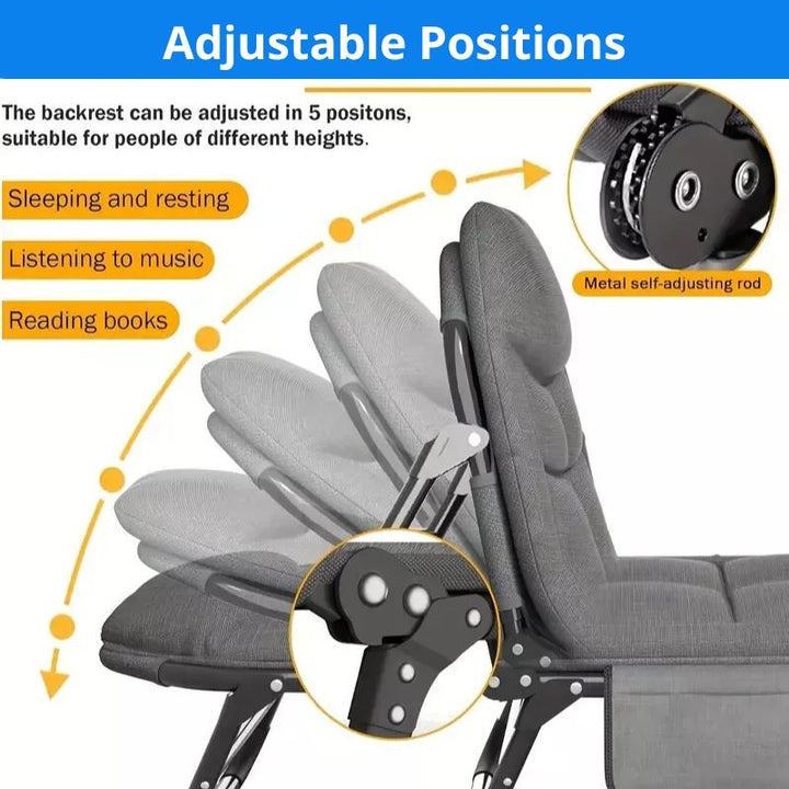 Folding Bed with Built-in Pillow and Side Pocket