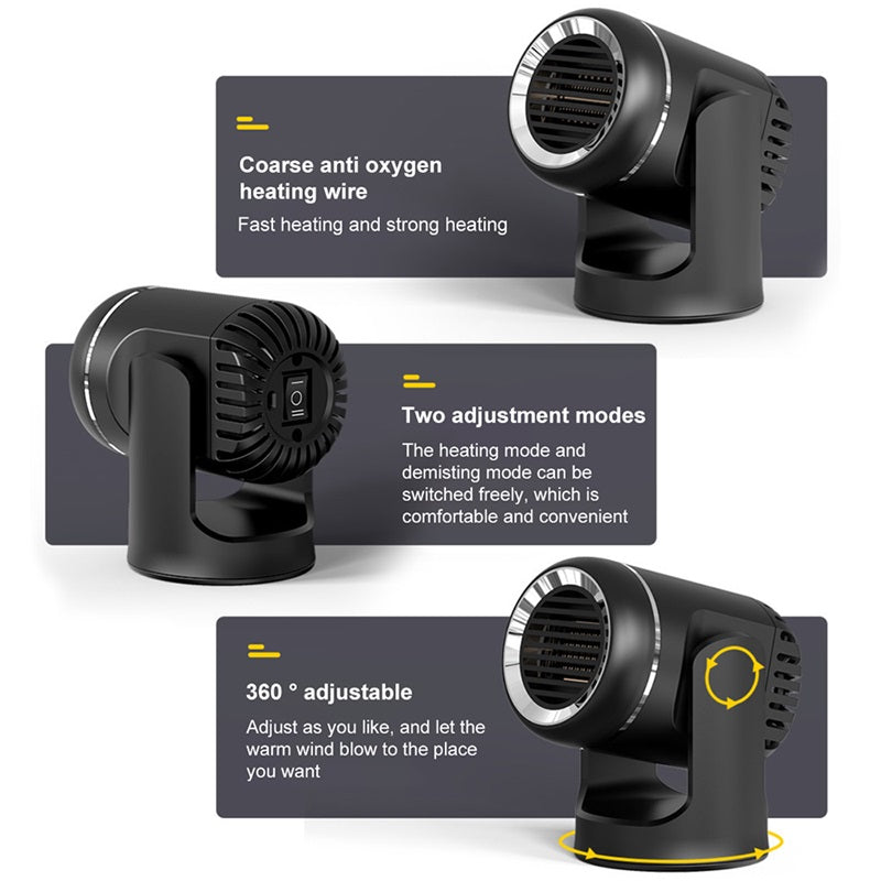 12V Portable Car Heater with 360° Rotation and Overheat Protection