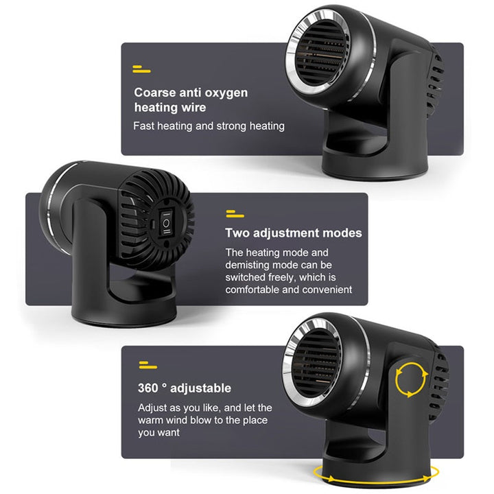 12V Portable Car Heater with 360° Rotation and Overheat Protection