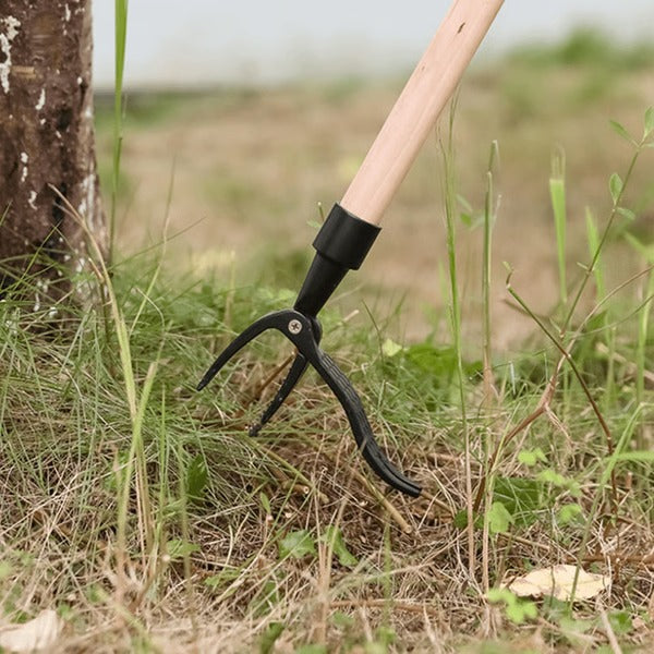 Stand Up Weed Puller with Four Claw Root Extraction and Detachable Head