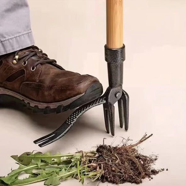 Stand Up Weed Puller with Four Claw Root Extraction and Detachable Head
