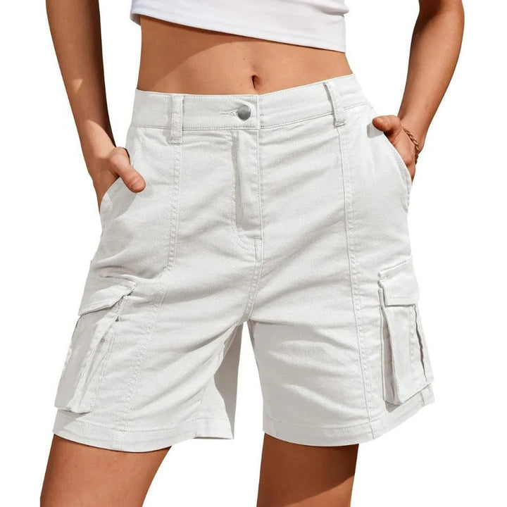 Womens Low Waist Long Work Cargo Shorts