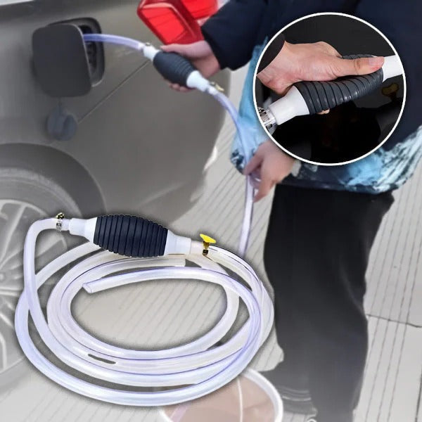 Manual Transfer Pump, Hand-Operated Liquid Pump with Flexible Hose for Fuel, Oil, and Water