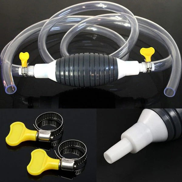 Manual Transfer Pump, Hand-Operated Liquid Pump with Flexible Hose for Fuel, Oil, and Water