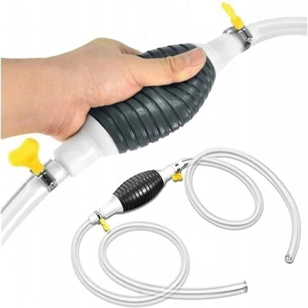 Manual Transfer Pump, Hand-Operated Liquid Pump with Flexible Hose for Fuel, Oil, and Water