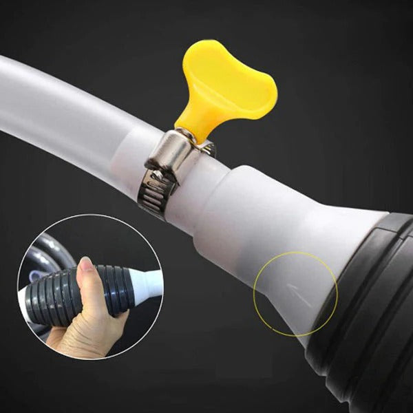 Manual Transfer Pump, Hand-Operated Liquid Pump with Flexible Hose for Fuel, Oil, and Water