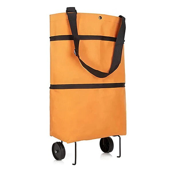 Foldable Shopping Trolley, 2-in-1 Carry Bag and Rolling Cart