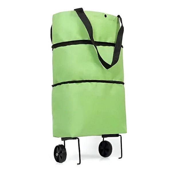 Foldable Shopping Trolley, 2-in-1 Carry Bag and Rolling Cart