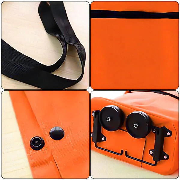 Foldable Shopping Trolley, 2-in-1 Carry Bag and Rolling Cart