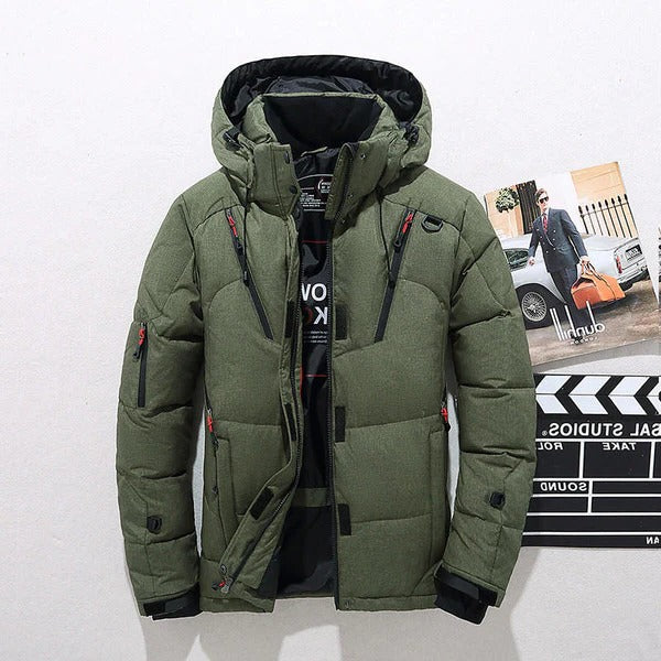 Insulated Duck Down Jacket – Removable Hood Winter Zip Coat