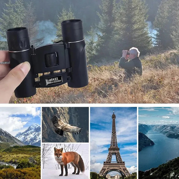 Compact 40x22 Folding Binoculars – High-Power Outdoor Zoom