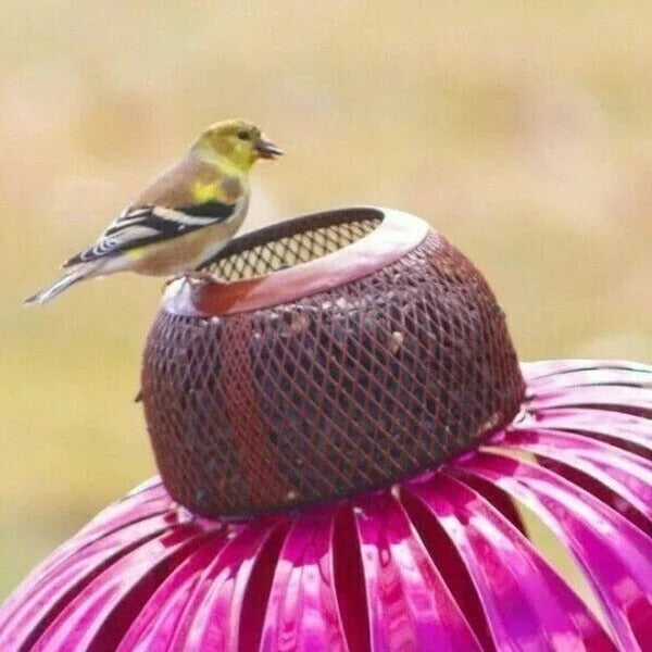 Decorative Metal Coneflower Bird Feeder Garden Stake