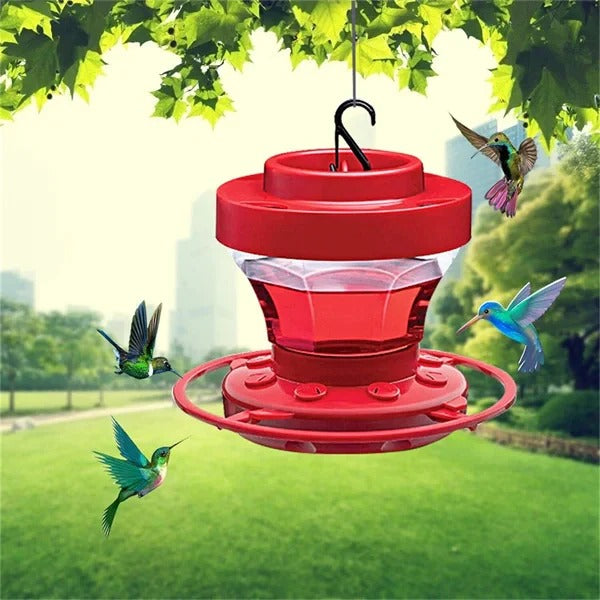 Hanging Bird Feeder Red for Hummingbirds with Built In Perch