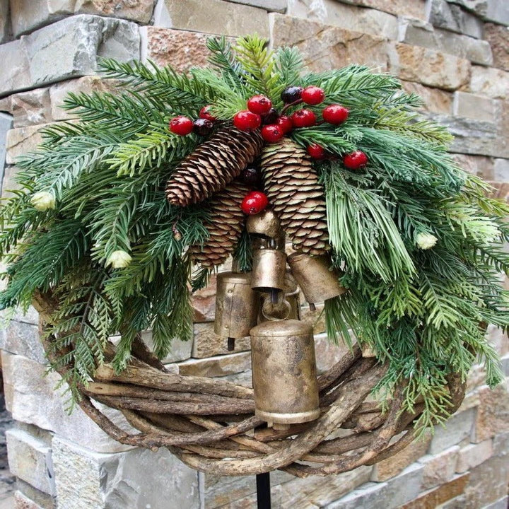 Farmhouse Christmas Wreath Boho Holiday Door Decoration