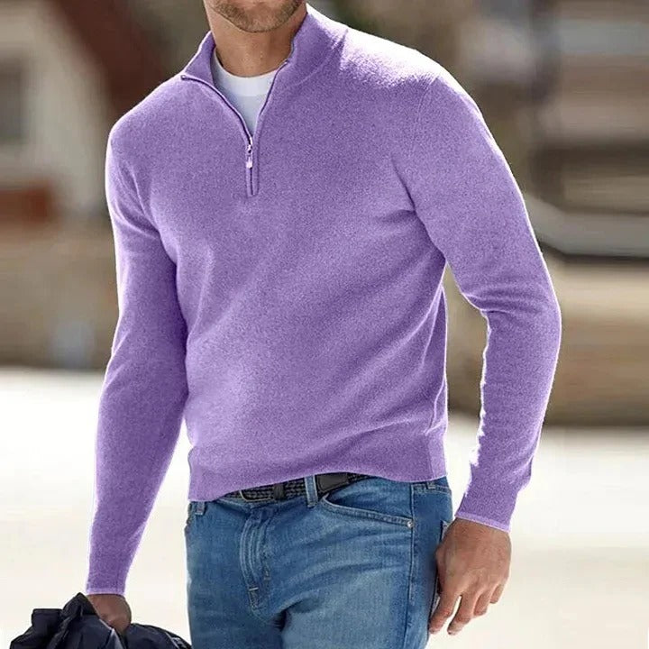 Cashmere Sweater Mens Zippered for Casual Wear