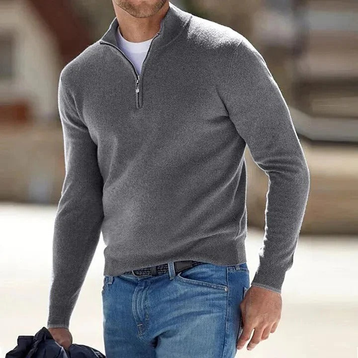 Cashmere Sweater Mens Zippered for Casual Wear