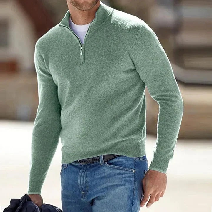 Cashmere Sweater Mens Zippered for Casual Wear
