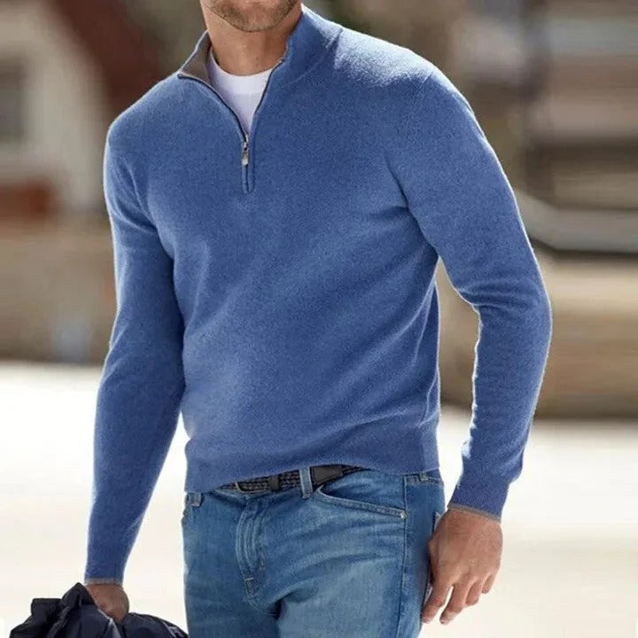 Cashmere Sweater Mens Zippered for Casual Wear