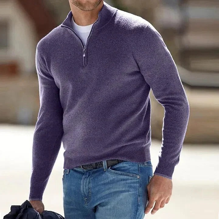 Cashmere Sweater Mens Zippered for Casual Wear