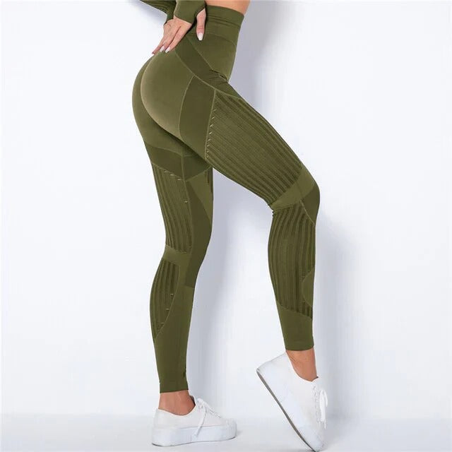Textured Anti-Cellulite Compression Leggings and Butt Lifting Yoga Pants and Honeycomb Design